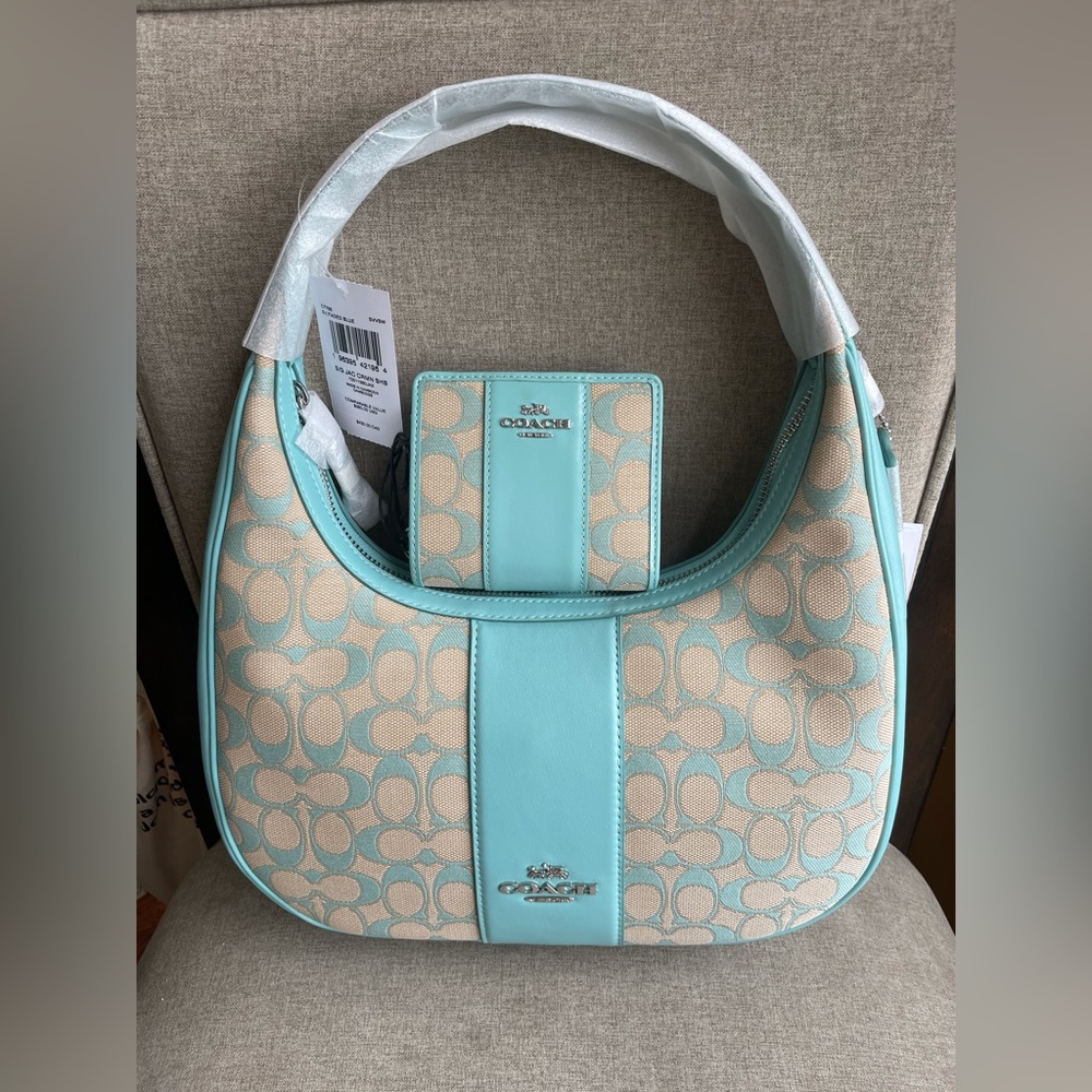 ‼️last 1‼️NWT！2PCS COACH Carmen Shoulder Bag In Signature （CT765）with wallet